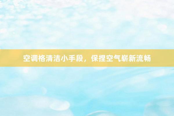 空调格清洁小手段，保捏空气崭新流畅